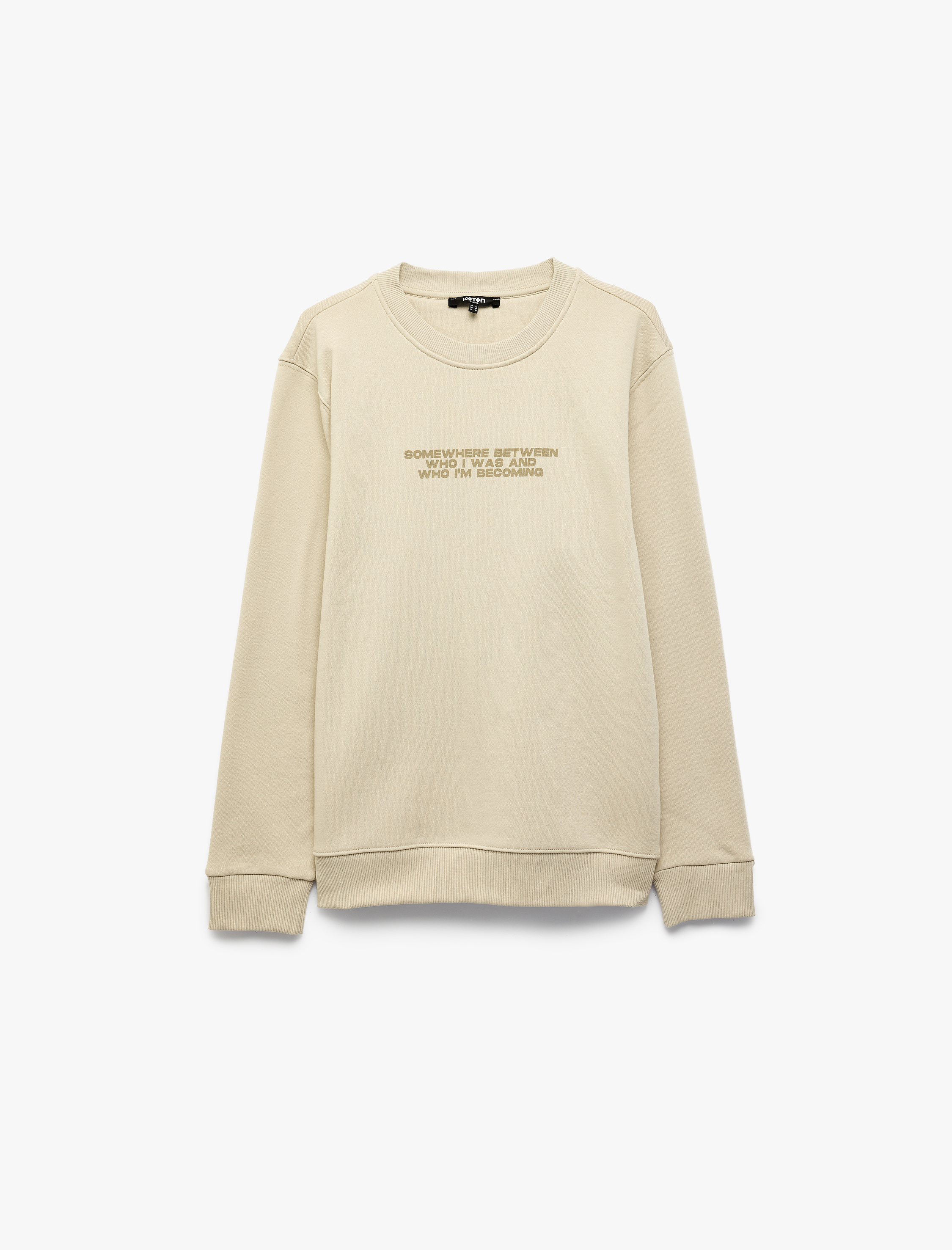   Uzun Kollu Üç İplik Şardonlu Bisiklet Yaka Baskılı Sweatshirt
