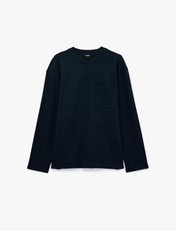 Uzun Kollu Rahat Kalıp Viskon Karışımlı Yarım Fermuarlı Sweatshirt