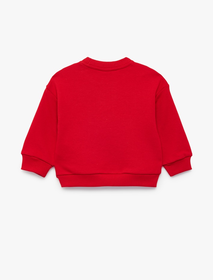 Kız Bebek Pamuklu Bisiklet Yaka Uzun Kollu Fiyonk Baskılı Sweatshirt