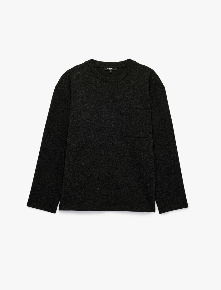  Uzun Kollu Rahat Kalıp Viskon Karışımlı Yarım Fermuarlı Sweatshirt