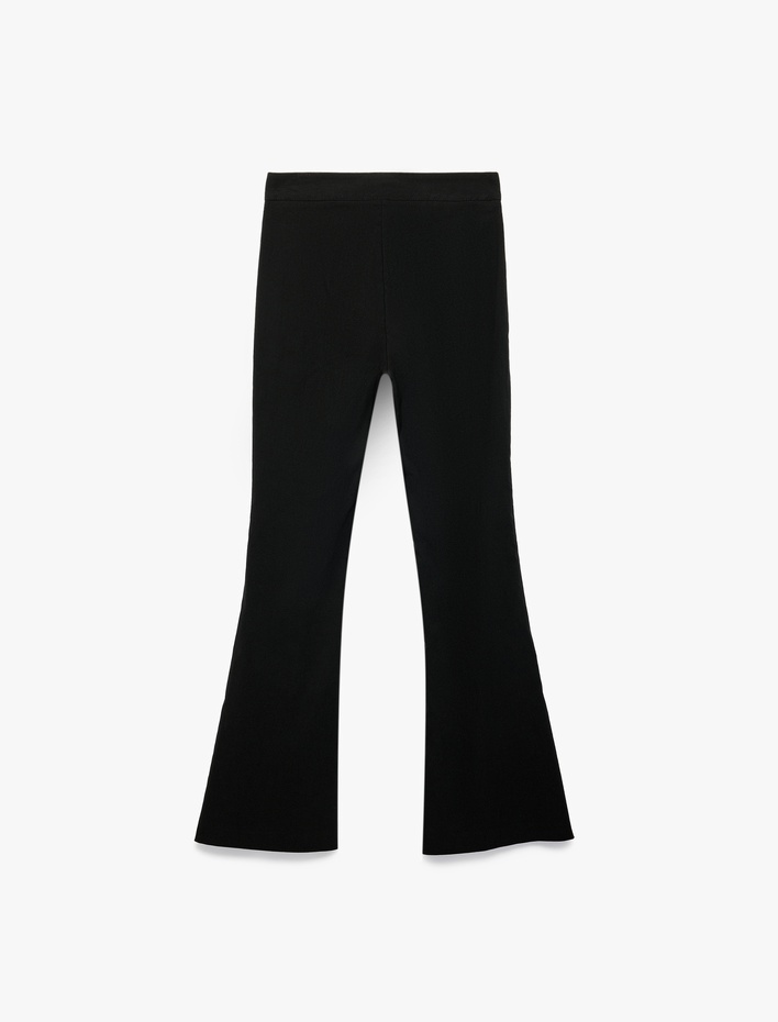  Viskon Karışımlı Slim Fit İspanyol Paça Pantolon