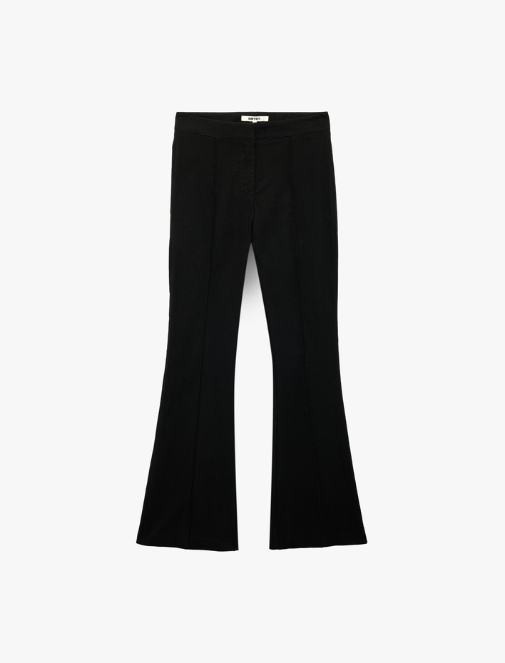  Viskon Karışımlı Slim Fit İspanyol Paça Pantolon