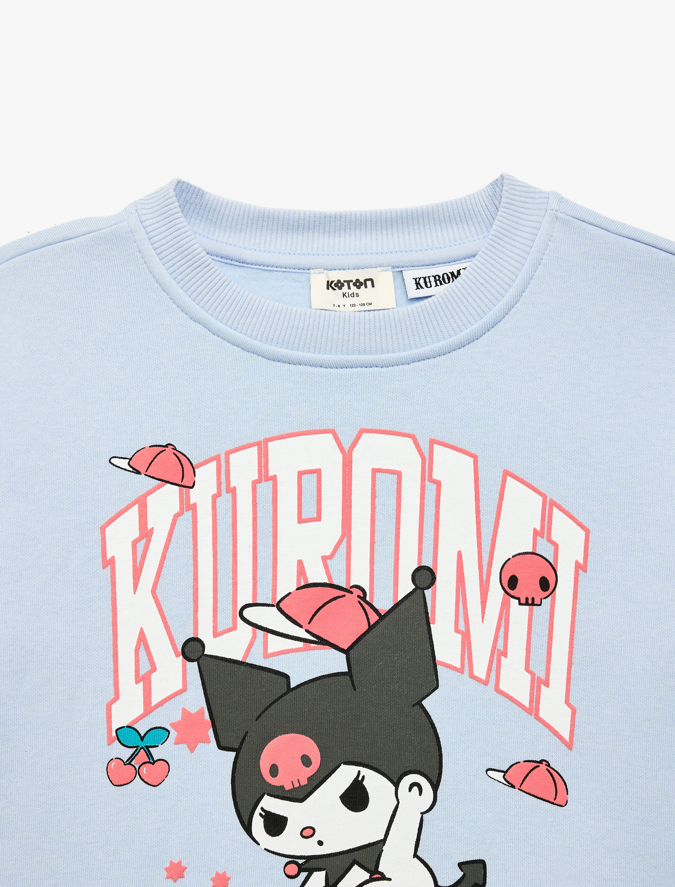  Kız Çocuk Kuromi Baskılı Şardonlu Uzun Kollu Bisiklet Yaka Lisanslı Sweatshirt