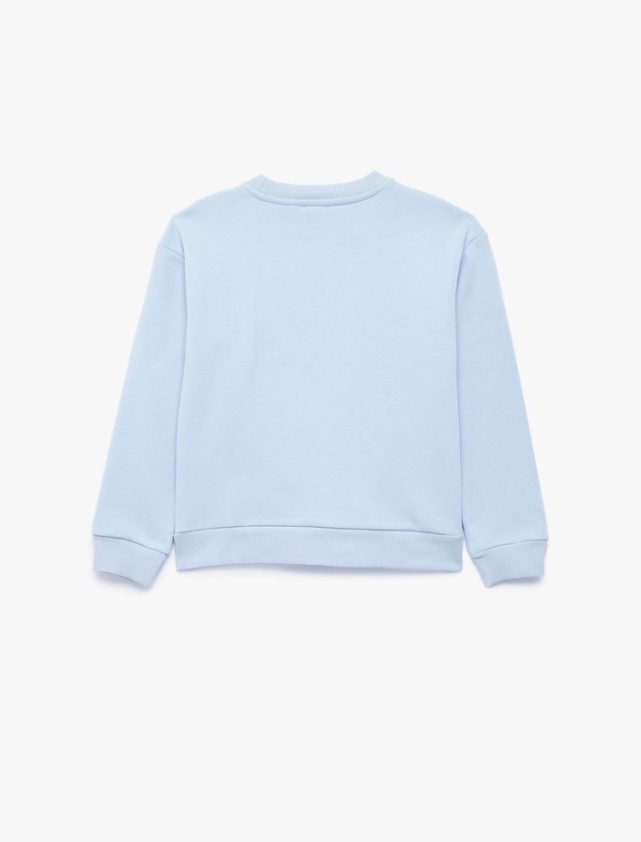 Kız Çocuk Kuromi Baskılı Şardonlu Uzun Kollu Bisiklet Yaka Lisanslı Sweatshirt