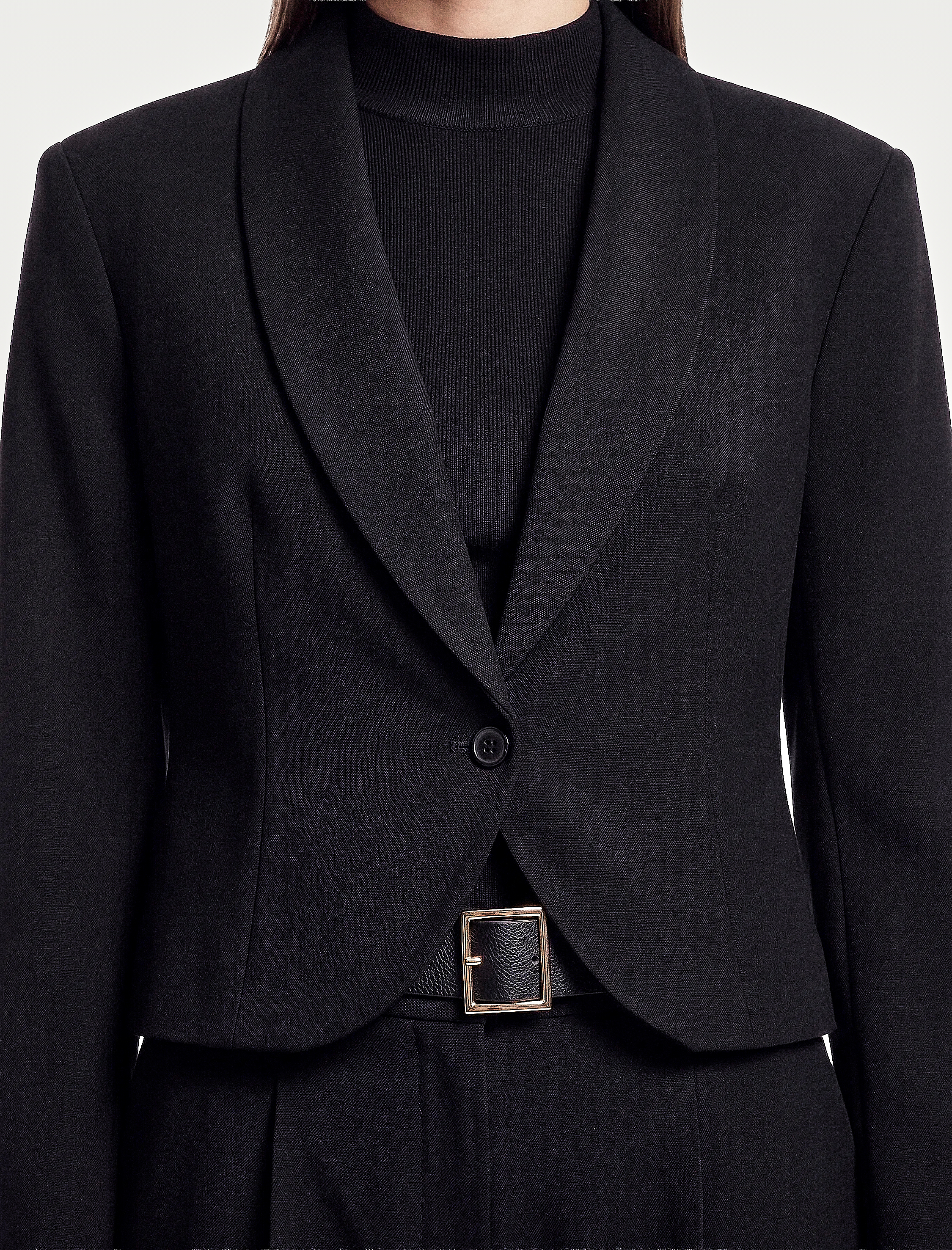   Regular Fit Geniş Yaka Uzun Kollu Düğmeli Blazer Ceket