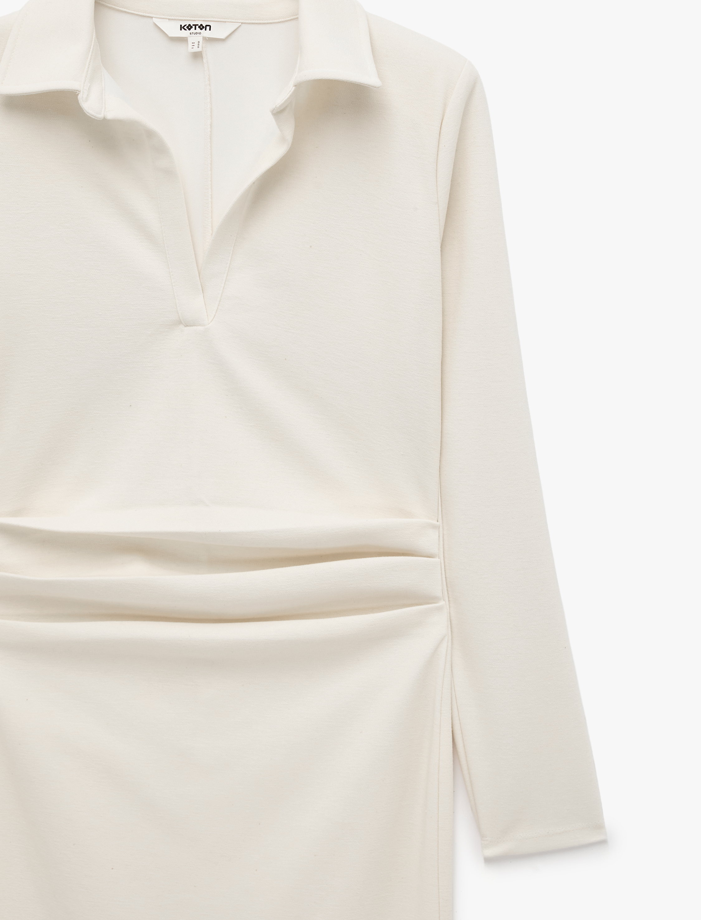   Slim Fit Uzun Kollu Drapeli Bodycon Polo Yaka Uzun Elbise