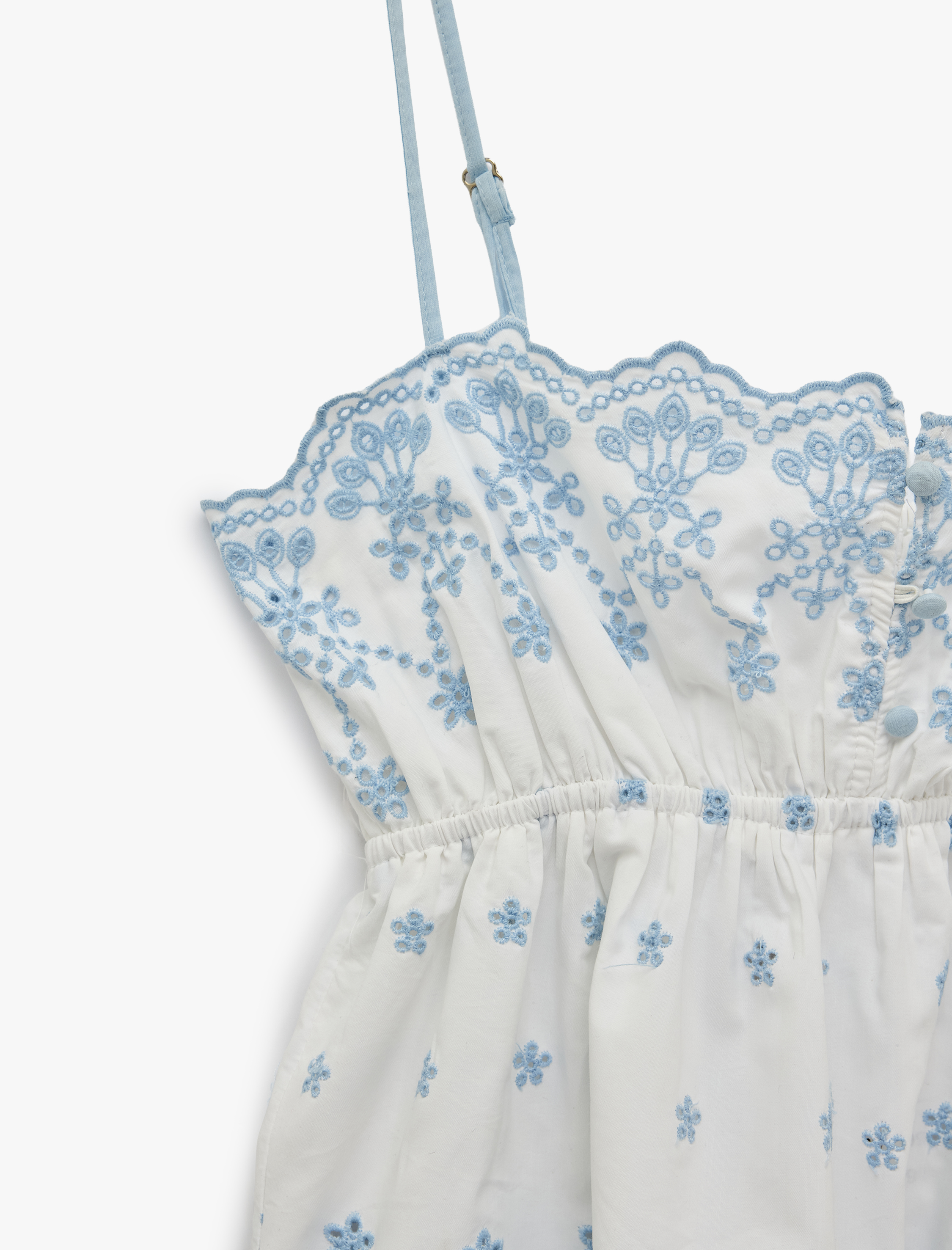  Gipeli Nakışlı Askılı Crop Poplin Degaje Yaka Bluz