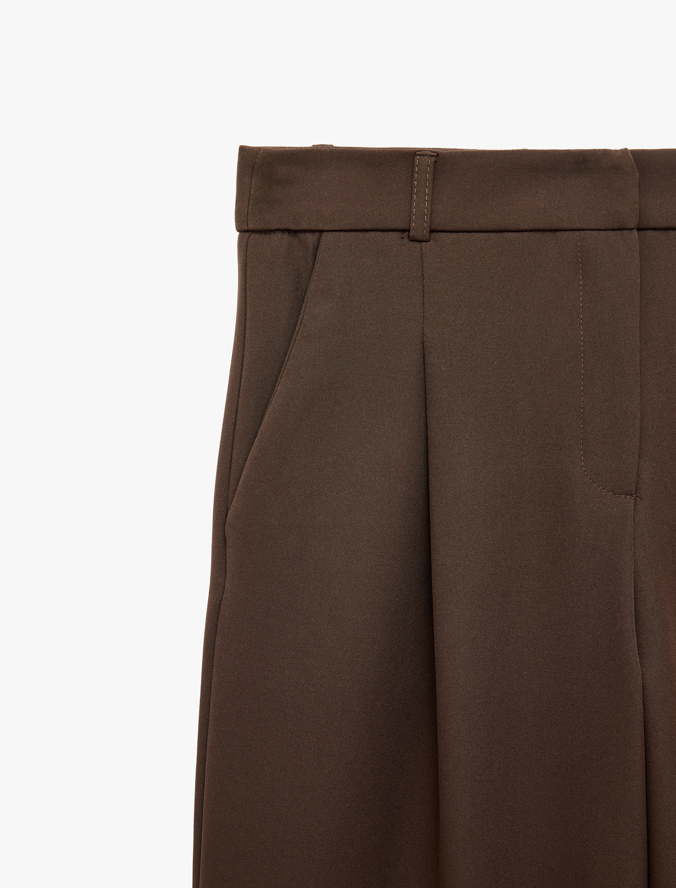   Yüksek Bel Cepli Regular Fit Geniş Paça Kumaş Pantolon