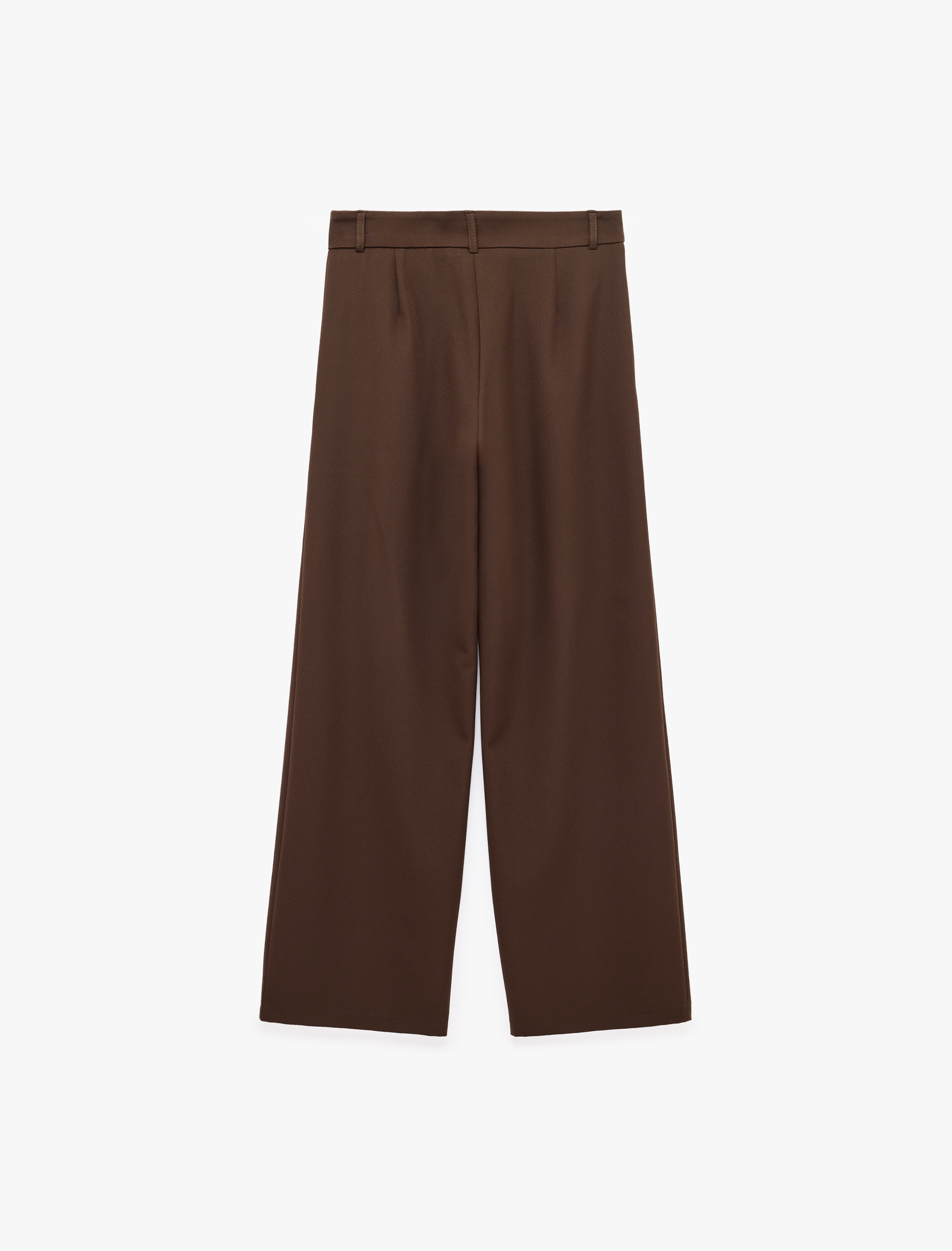  Yüksek Bel Cepli Regular Fit Geniş Paça Kumaş Pantolon