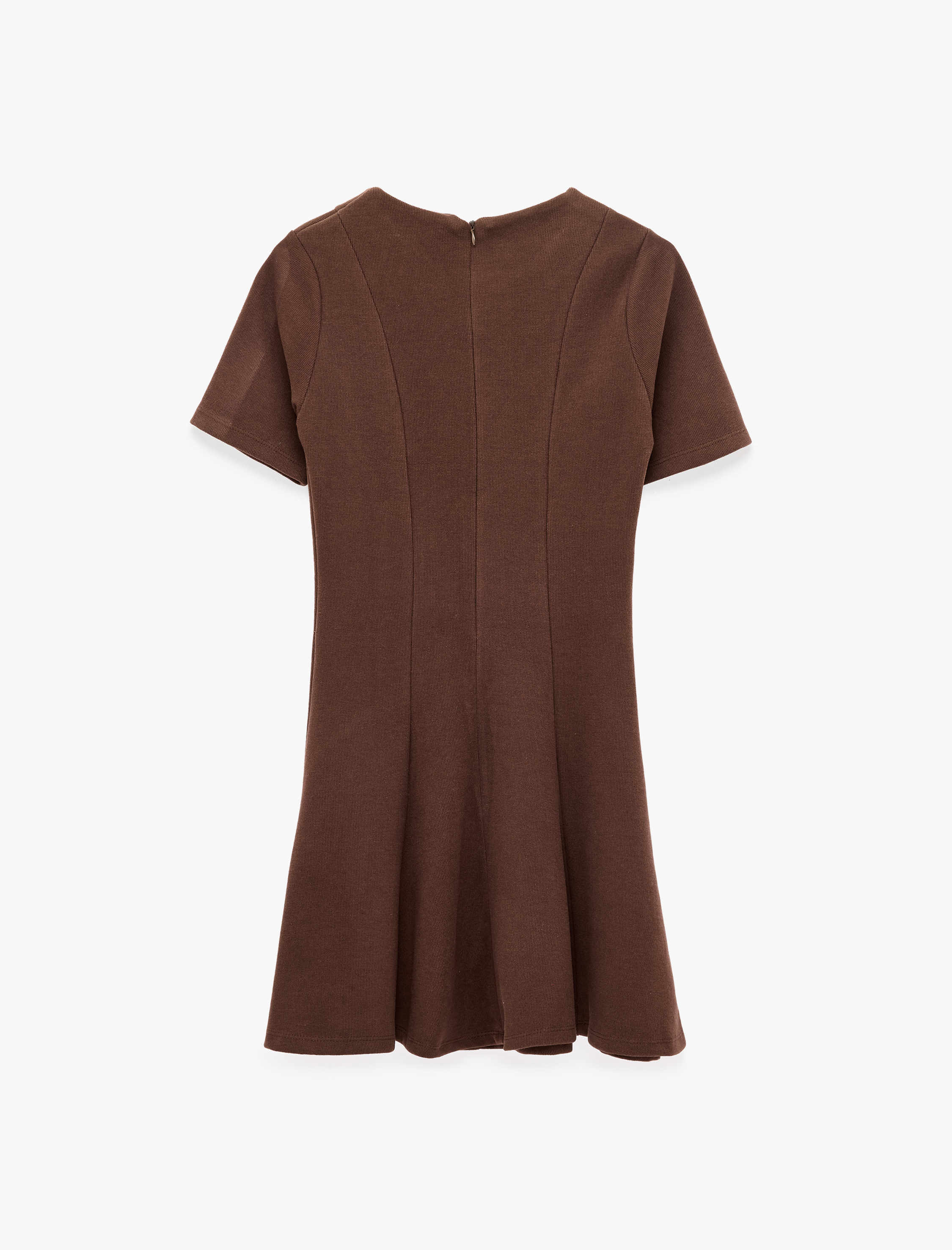   Slim Fit Bisiklet Yaka Kısa Kollu Süs Düğmeli Mini Elbise