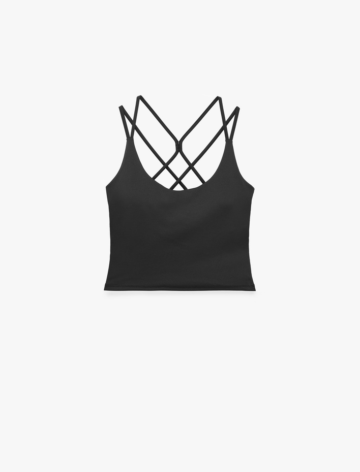  Slim Fit  Çapraz İp Askılı Sırt Detaylı Spor Atlet