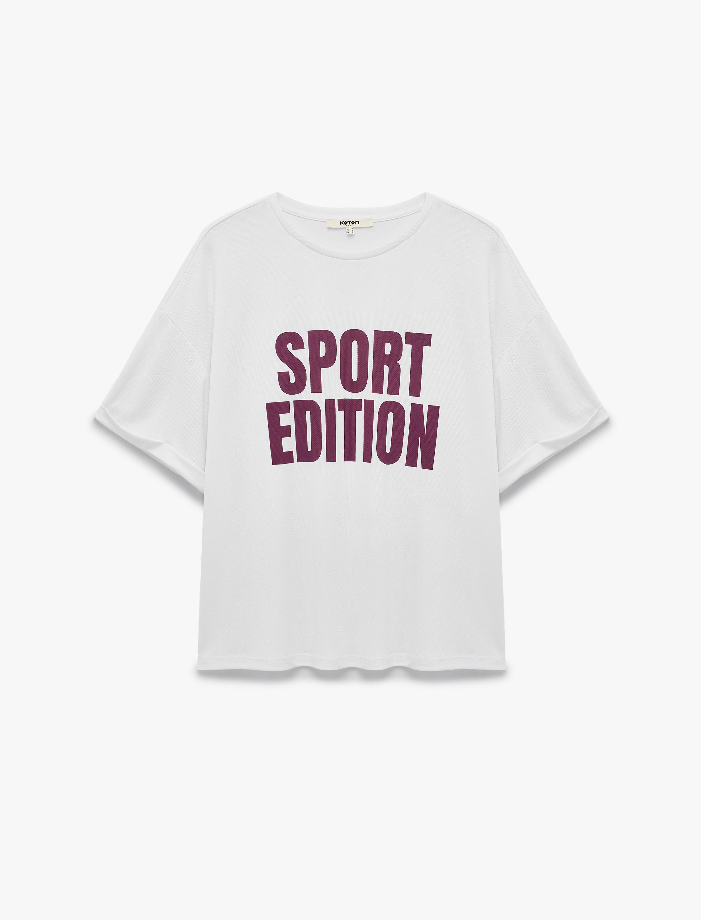  Bisiklet Yaka Kısa Kollu Baskılı Oversize Spor Tişört