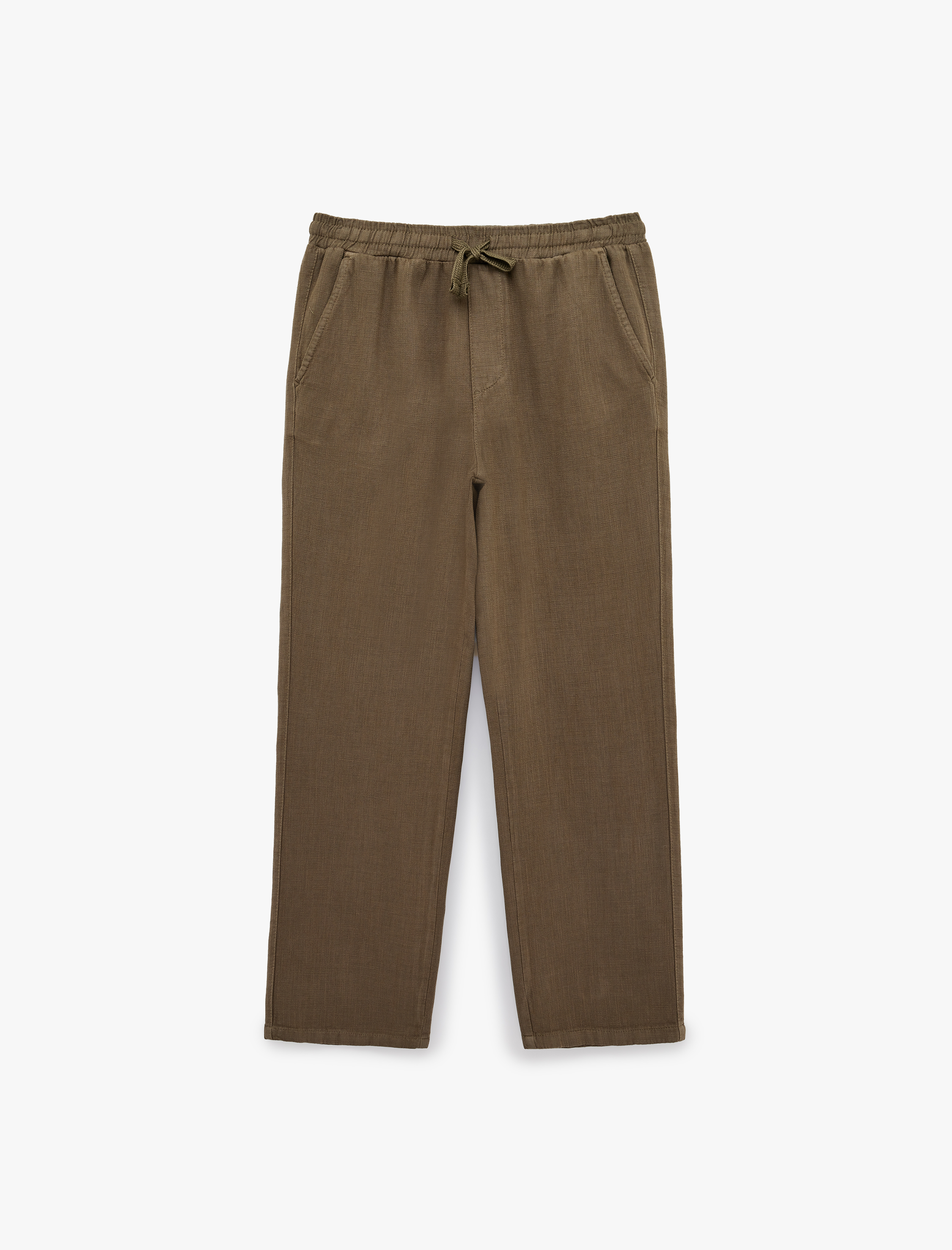   Regular Fit Pamuklu Cepli Beli Bağcıklı Lastikli Pantolon