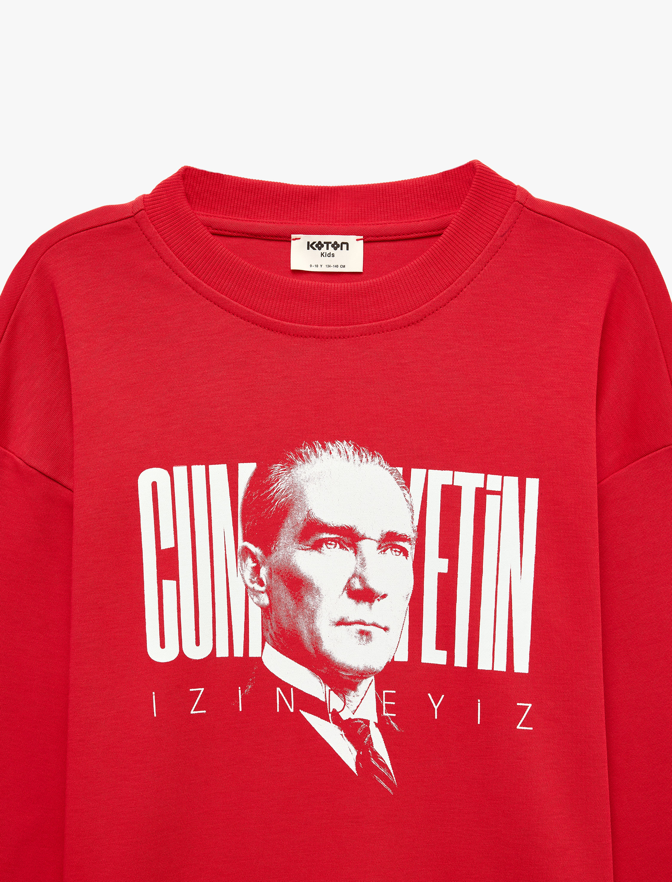  Erkek Çocuk Atatürk Baskılı Bisiklet Yaka Uzun Kollu Pamuklu Sweatshirt