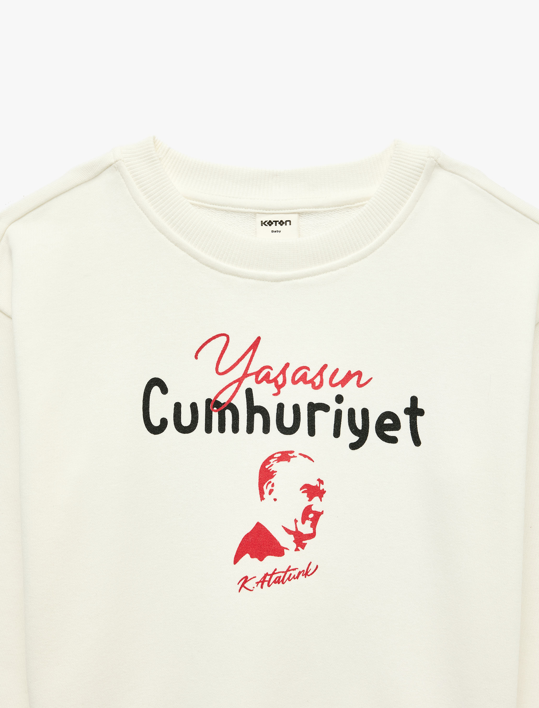  Erkek Bebek Atatürk Baskılı Uzun Kollu Bisiklet Yaka Sweatshirt