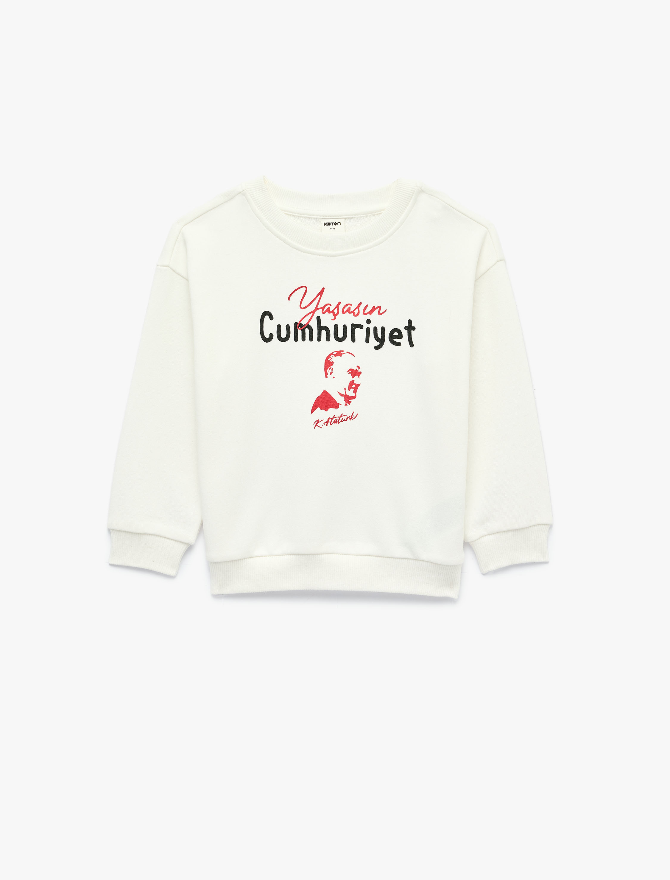  Erkek Bebek Atatürk Baskılı Uzun Kollu Bisiklet Yaka Sweatshirt