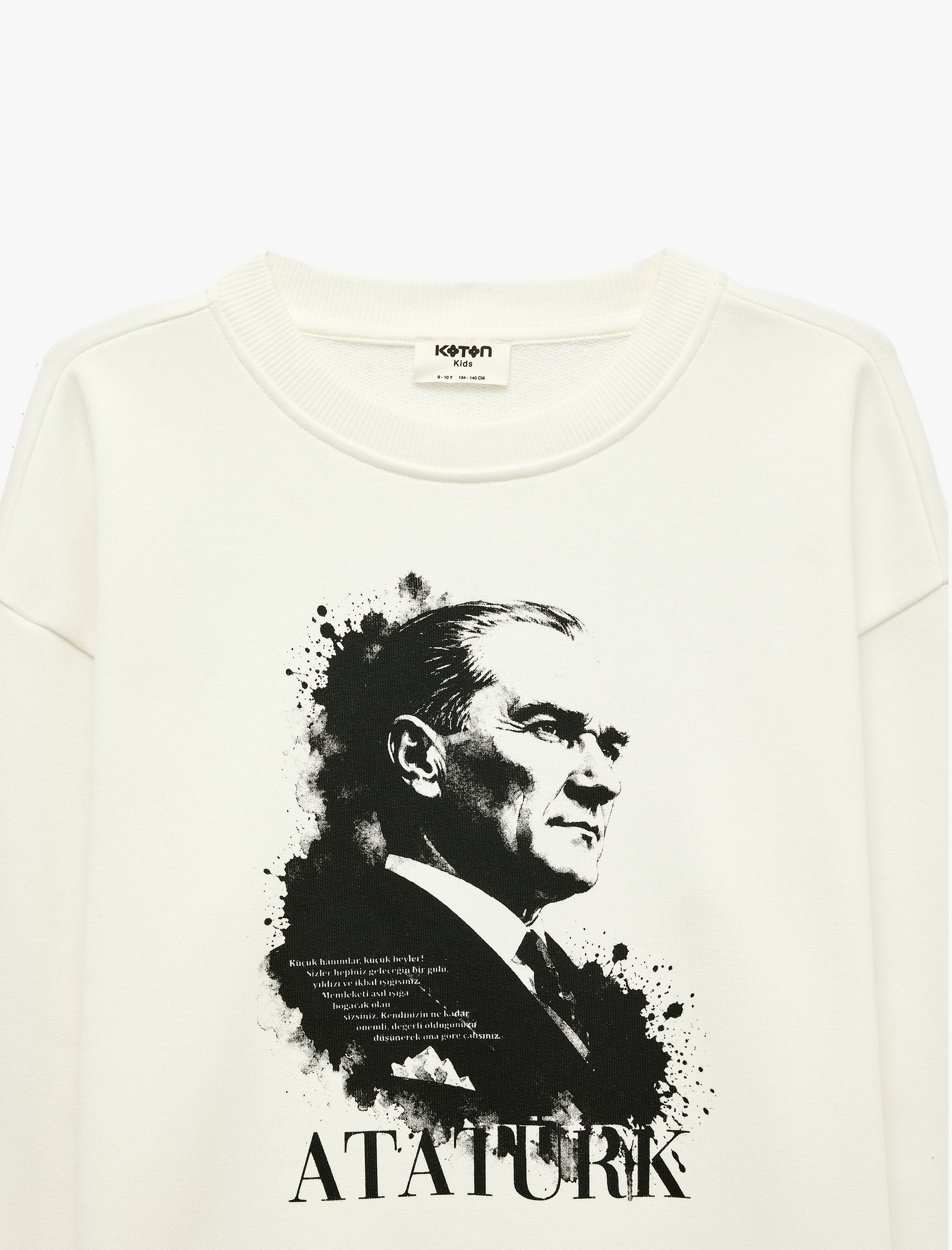  Erkek Çocuk Atatürk Baskılı Bisiklet Yaka Uzun Kollu Sweatshirt