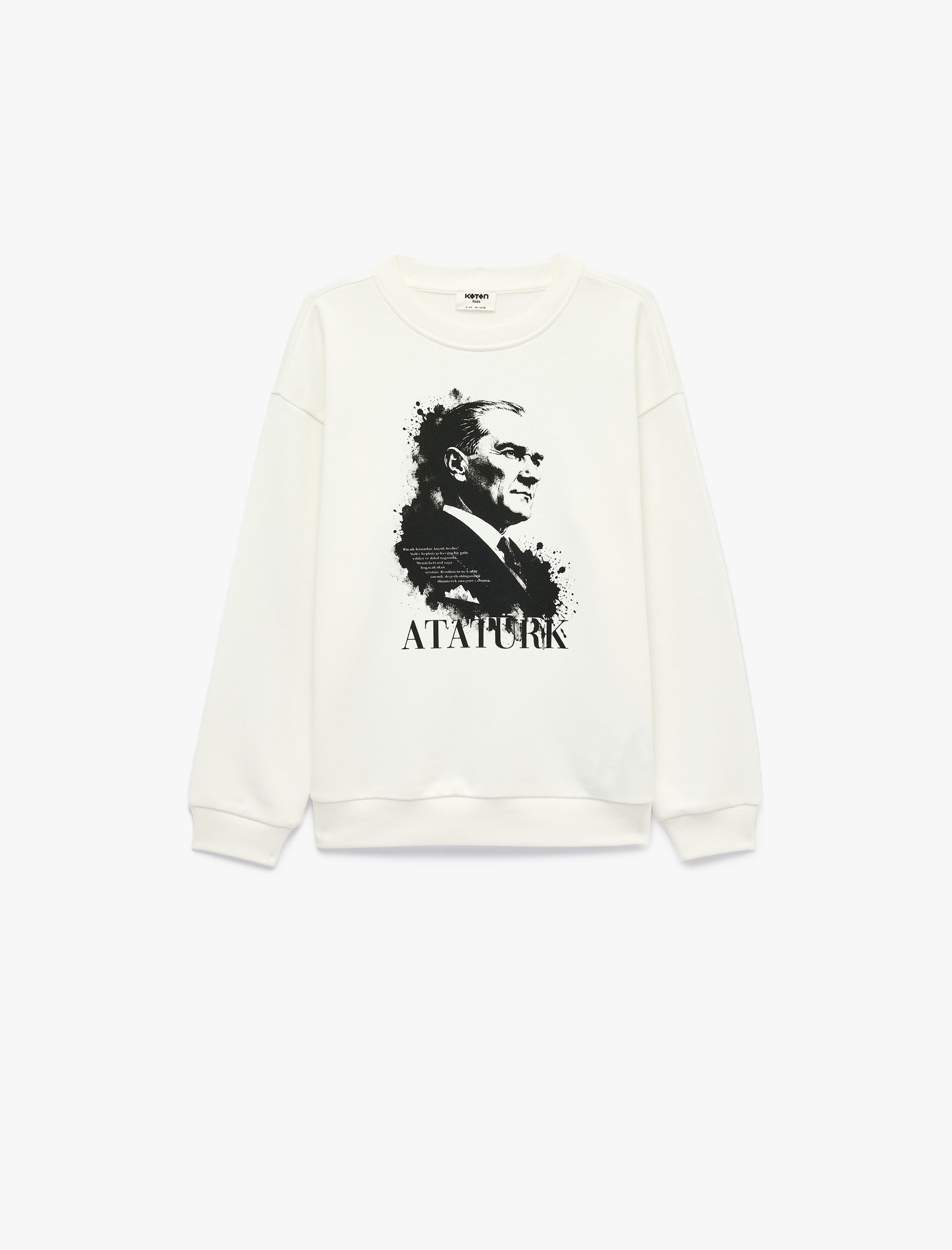  Erkek Çocuk Atatürk Baskılı Bisiklet Yaka Uzun Kollu Sweatshirt