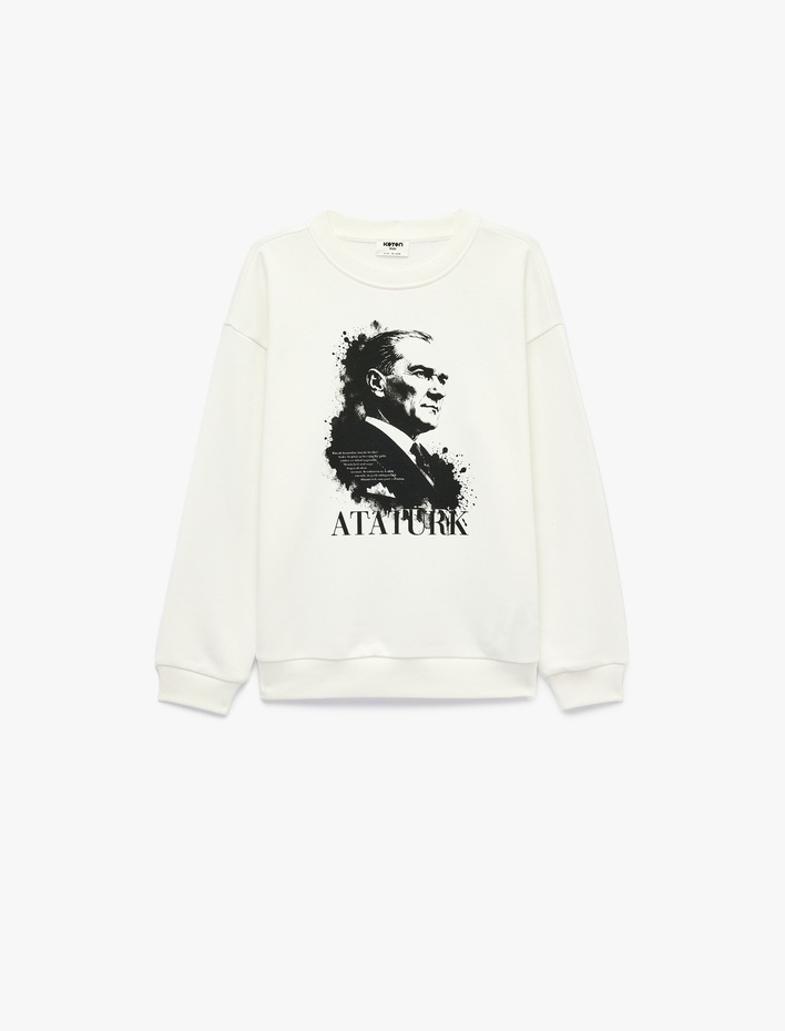 Erkek Çocuk Atatürk Baskılı Bisiklet Yaka Uzun Kollu Sweatshirt