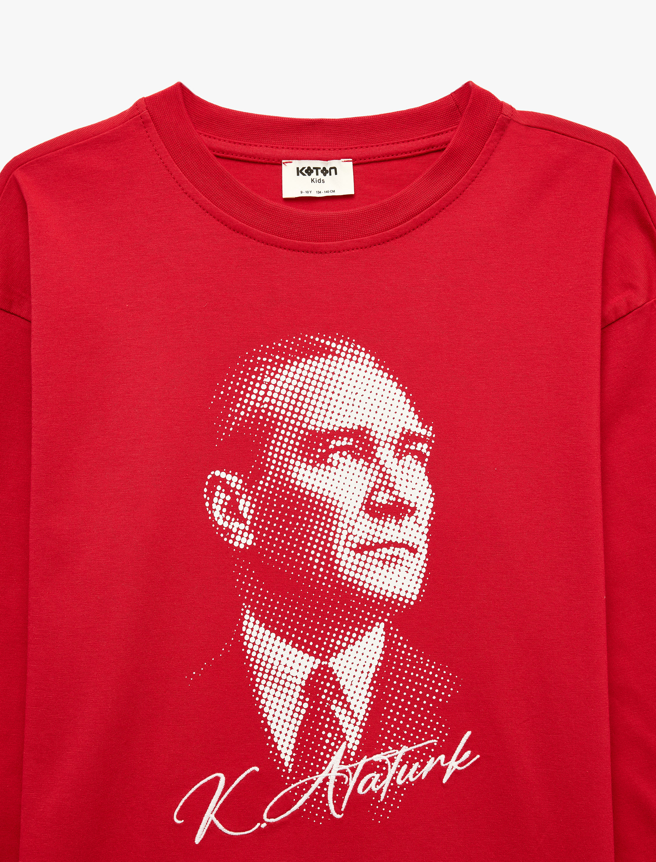  Erkek Çocuk Atatürk Baskılı Uzun Kollu Bisiklet Yaka Pamuklu Tişört