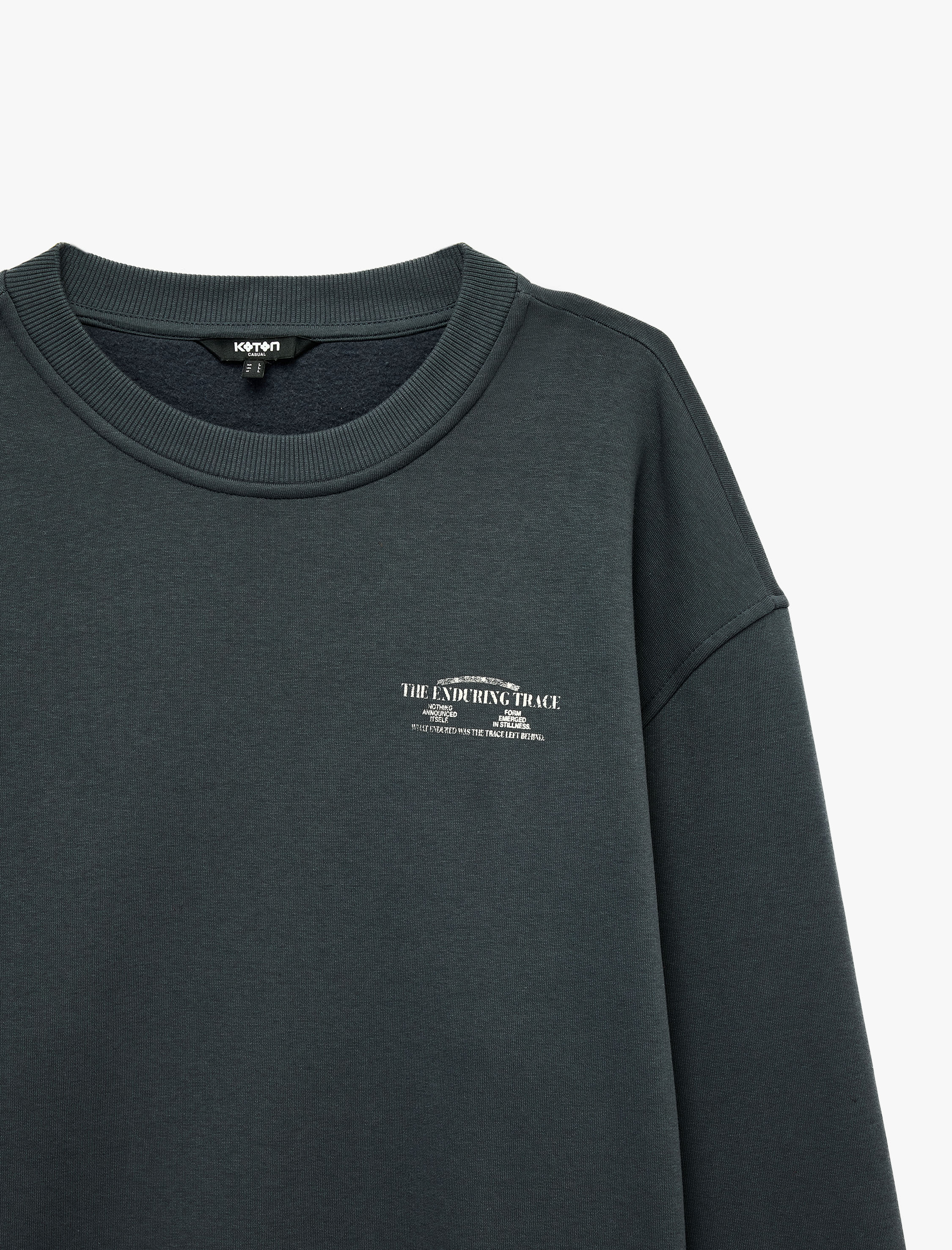   Üç İplik Şardonlu Rahat Kalıp Bisiklet Yaka Uzun Kollu Arkası Baskılı Sweatshirt