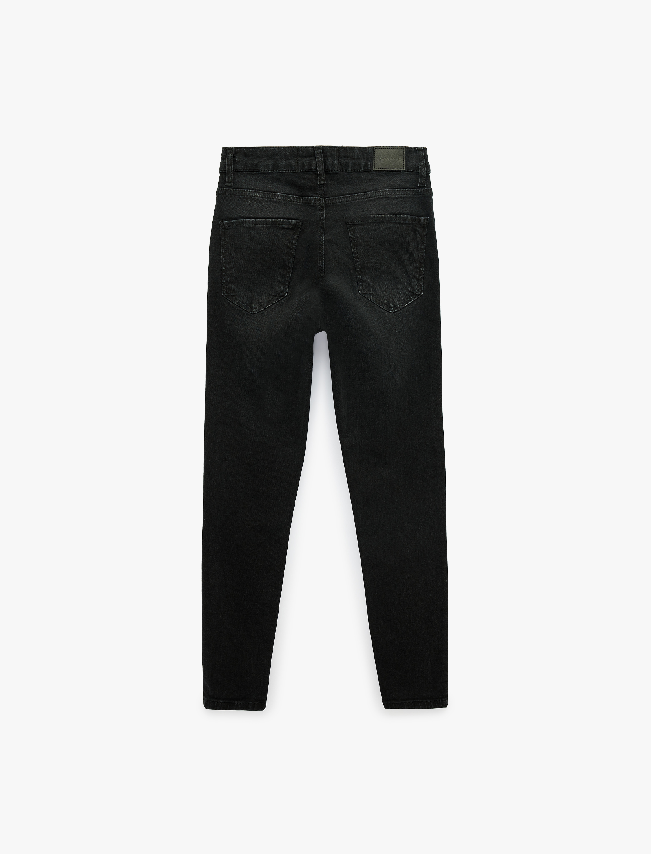   Yüksek Bel Düğmeli Cepli Pamuklu Dar Kesim Denim Pantolon - Skinny Push Up Fit Jean