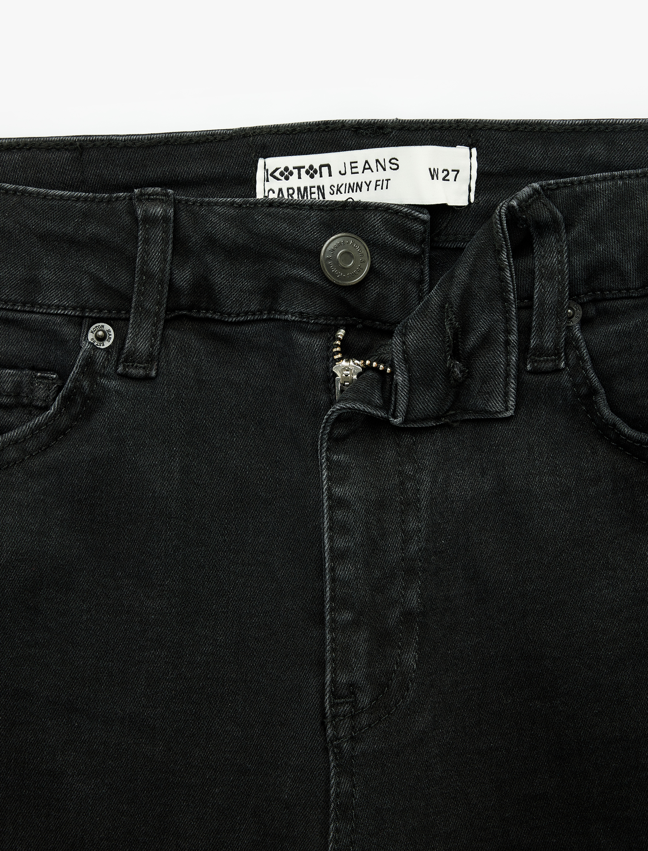   Yüksek Bel Düğmeli Cepli Pamuklu Dar Kesim Denim Pantolon - Skinny Push Up Fit Jean
