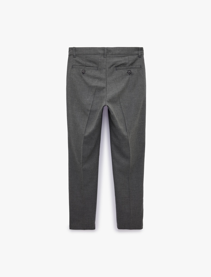  Viskon Cepli Slim Fit Pileli Kumaş Pantolon