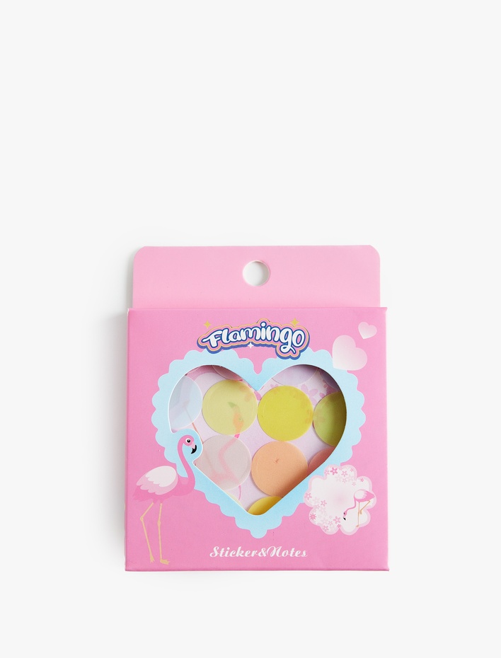 Kadın Flamingo Desenli Kalp Kesimli Yapışkanlı Not Kağıdı Seti