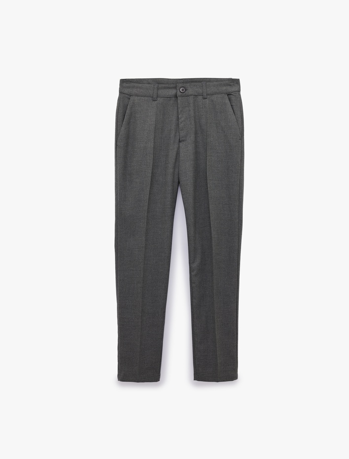  Viskon Cepli Slim Fit Pileli Kumaş Pantolon