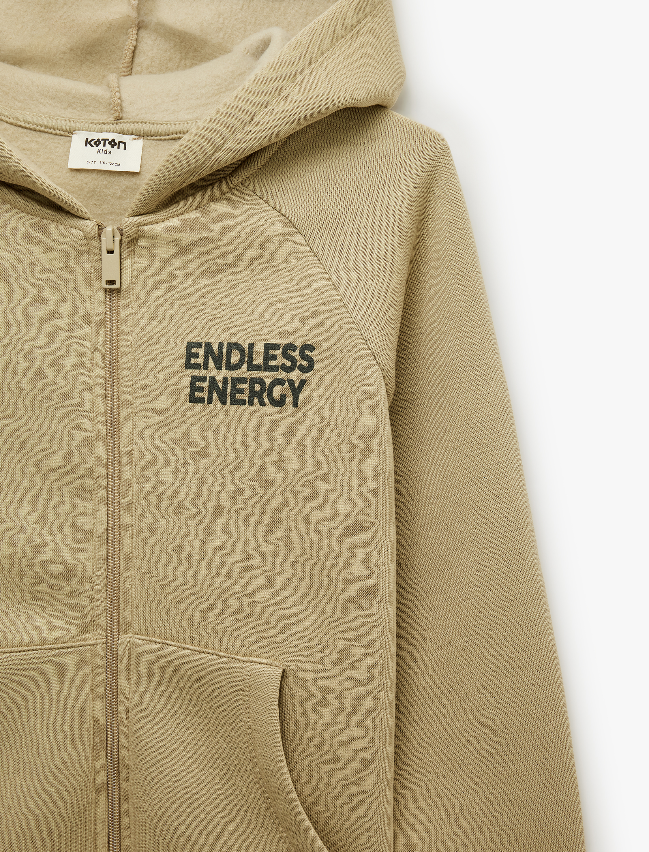  Erkek Çocuk Baskılı Pamuklu Cepli Üç İplik Şardonlu Kapşonlu Fermuarlı Sweatshirt