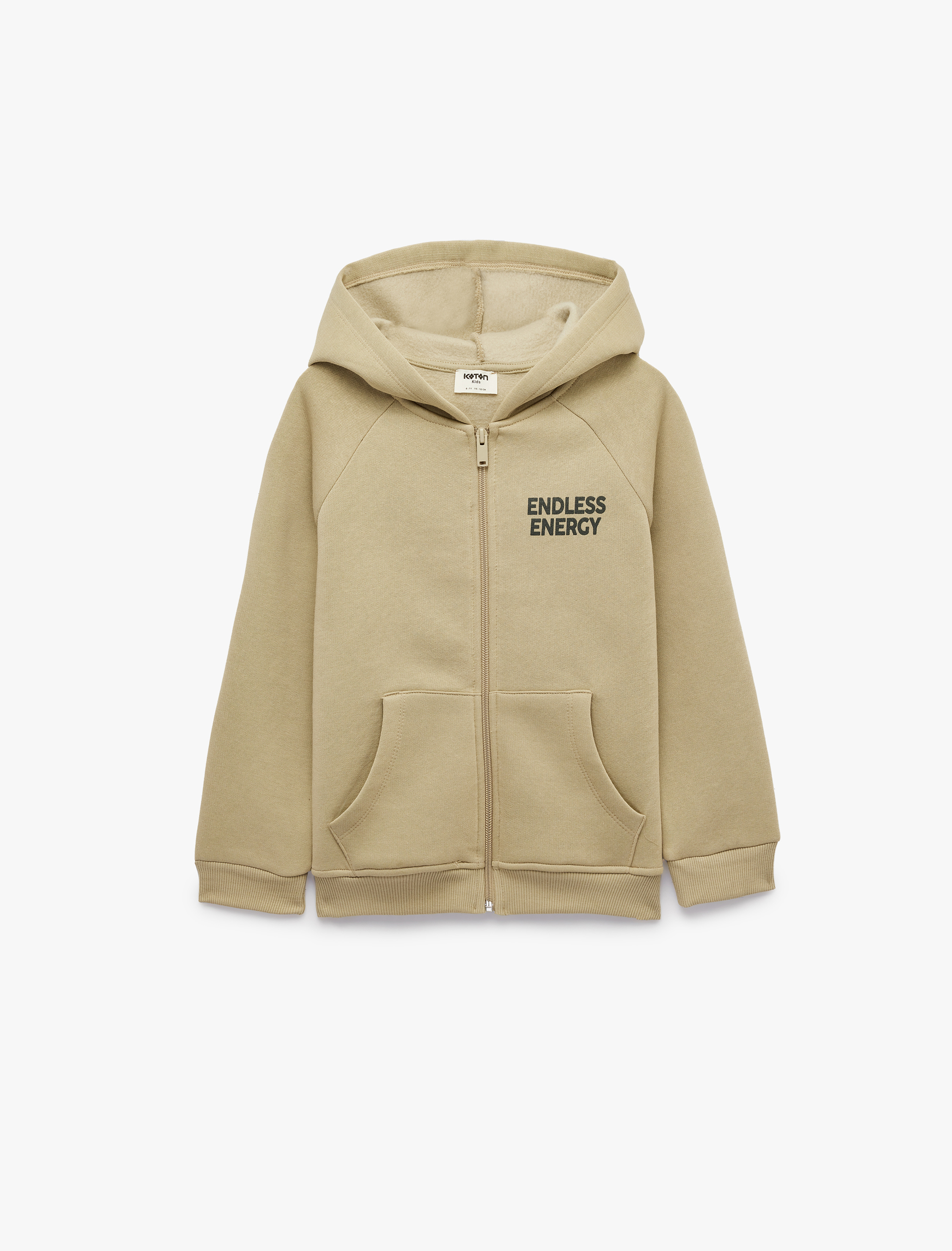  Erkek Çocuk Baskılı Pamuklu Cepli Üç İplik Şardonlu Kapşonlu Fermuarlı Sweatshirt