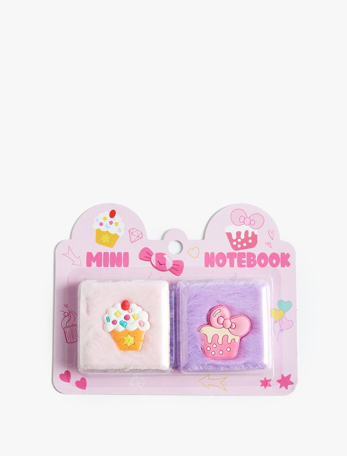 Kadın Pelüş Kapaklı Cupcake Figürlü 2’li Mini Defter Seti