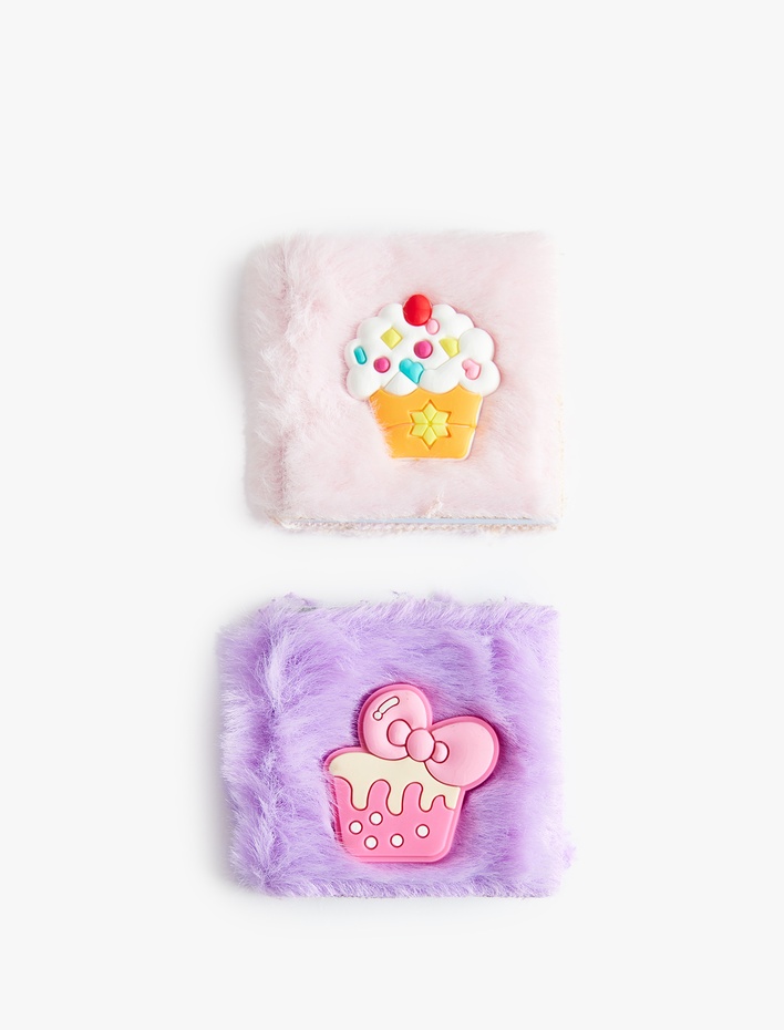 Kadın Pelüş Kapaklı Cupcake Figürlü 2’li Mini Defter Seti