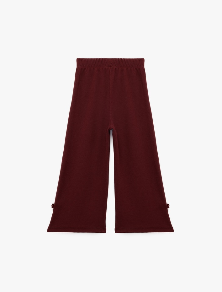Kız Bebek Fiyonklu Pamuklu Beli Lastikli Kaşkorse Geniş Paça Pantolon