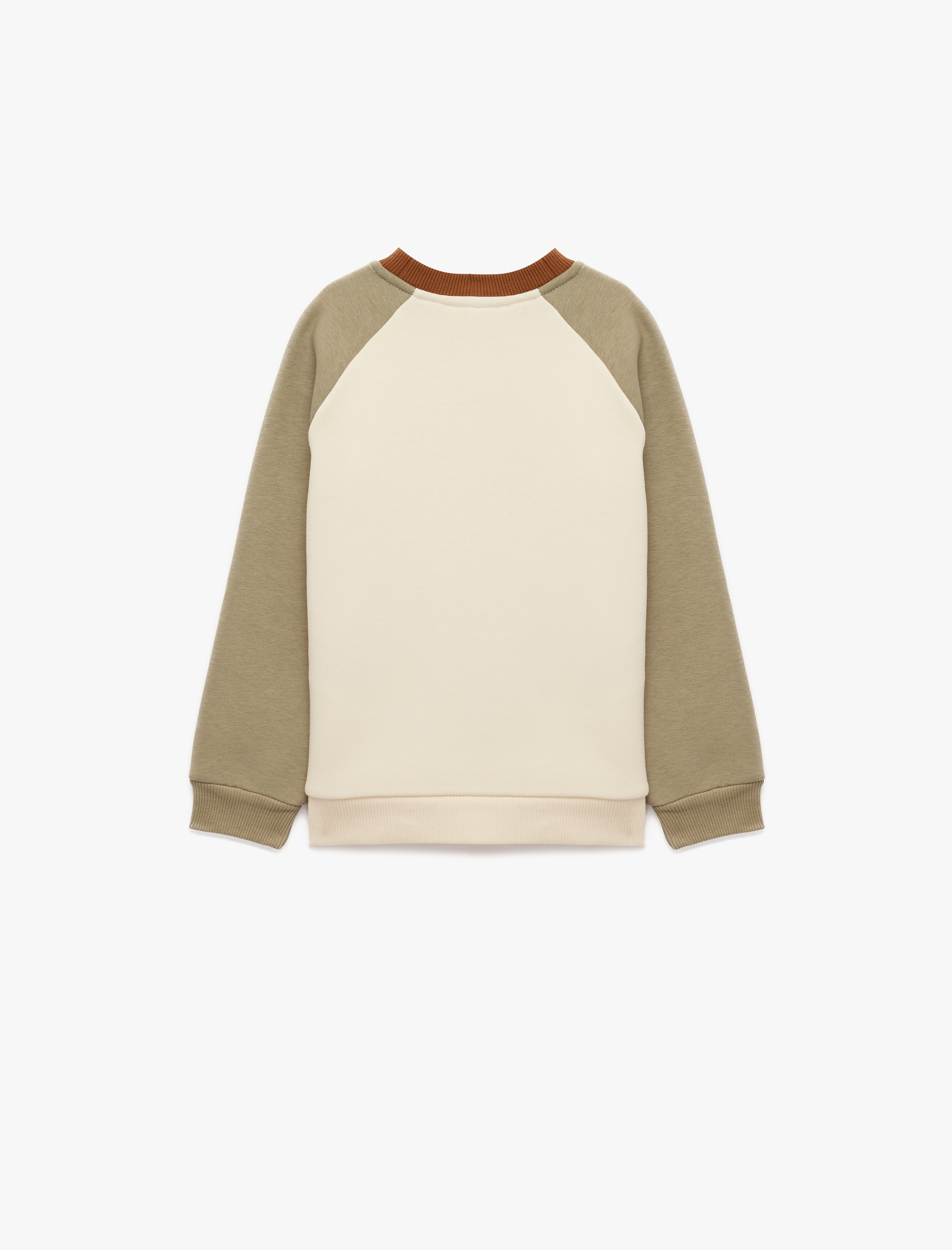  Erkek Bebek Kaplan Baskılı Bisiklet Yaka Uzun Kollu Şardonlu Oversize Sweatshirt