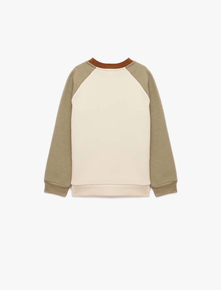 Erkek Bebek Kaplan Baskılı Bisiklet Yaka Uzun Kollu Şardonlu Oversize Sweatshirt