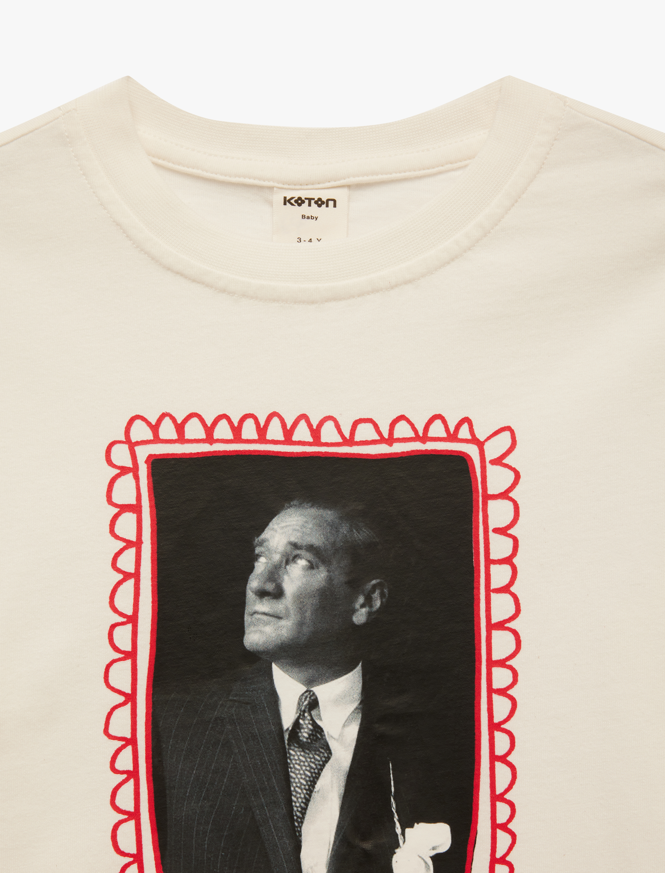  Kız Bebek Atatürk Baskılı Pamuklu Bisiklet Yaka Uzun Kollu Tişört