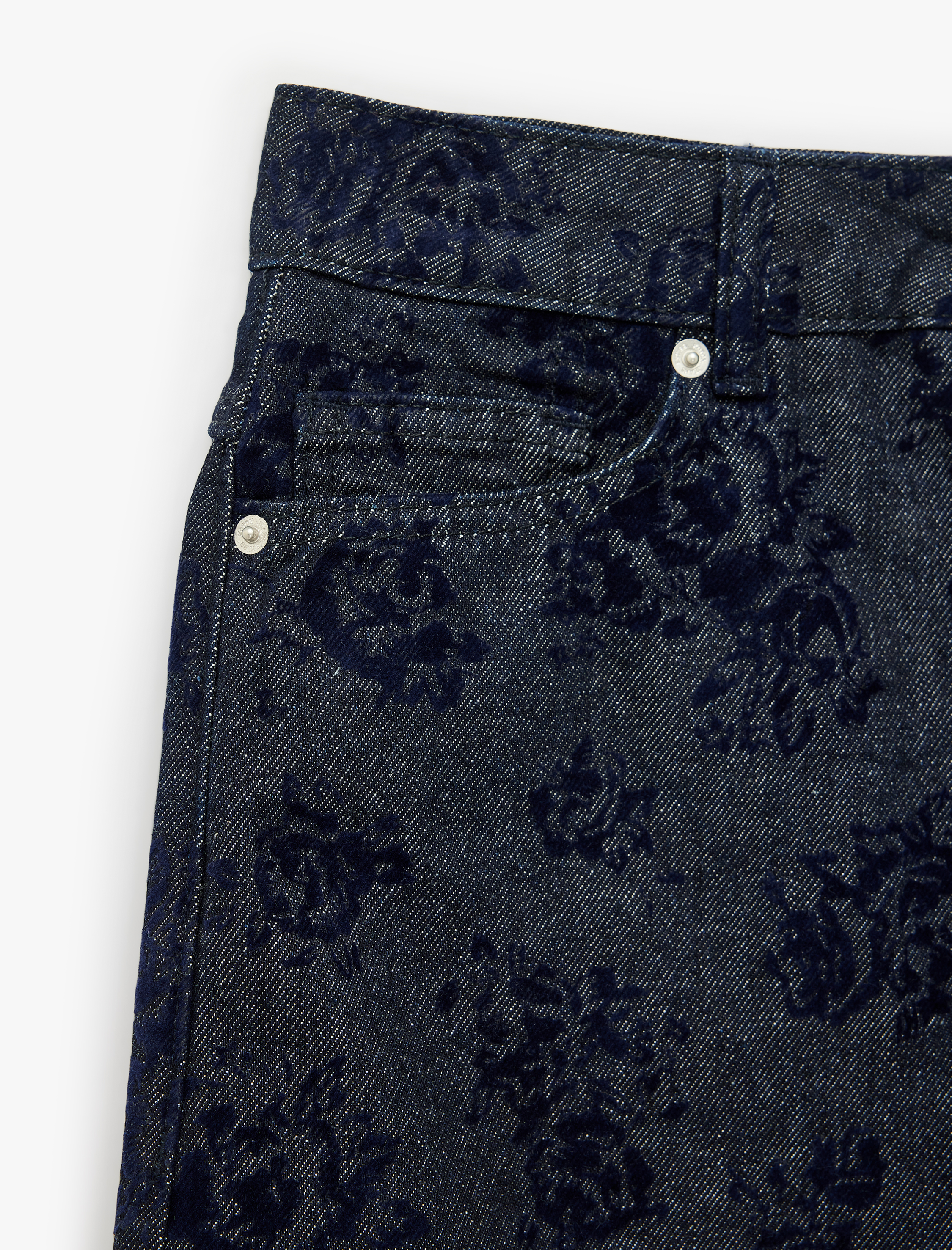   Çiçek Desenli Normal Bel Düğmeli Cepli Mini Denim Şort Etek