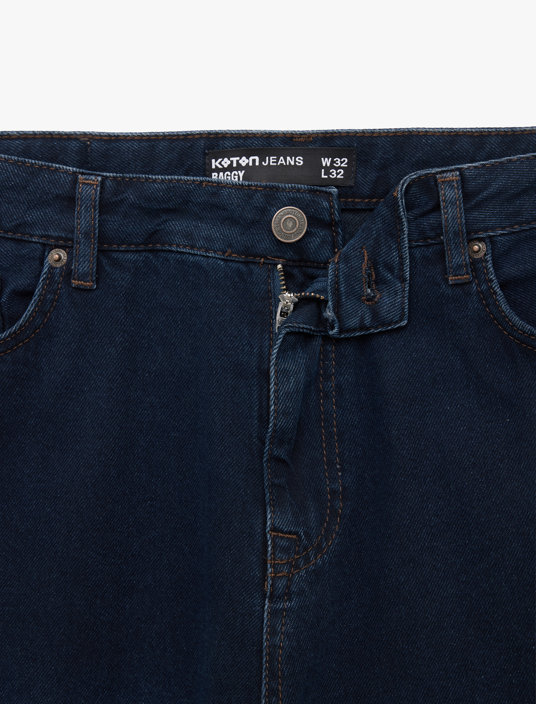   Pamuklu Rahat Kalıp Cepli Baggy Jean Pantolon