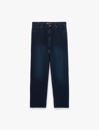 Pamuklu Rahat Kalıp Cepli Baggy Jean Pantolon