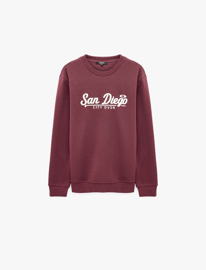  Uzun Kollu Üç İplik Şardonlu Nakışlı Bisiklet Yaka Sweatshirt