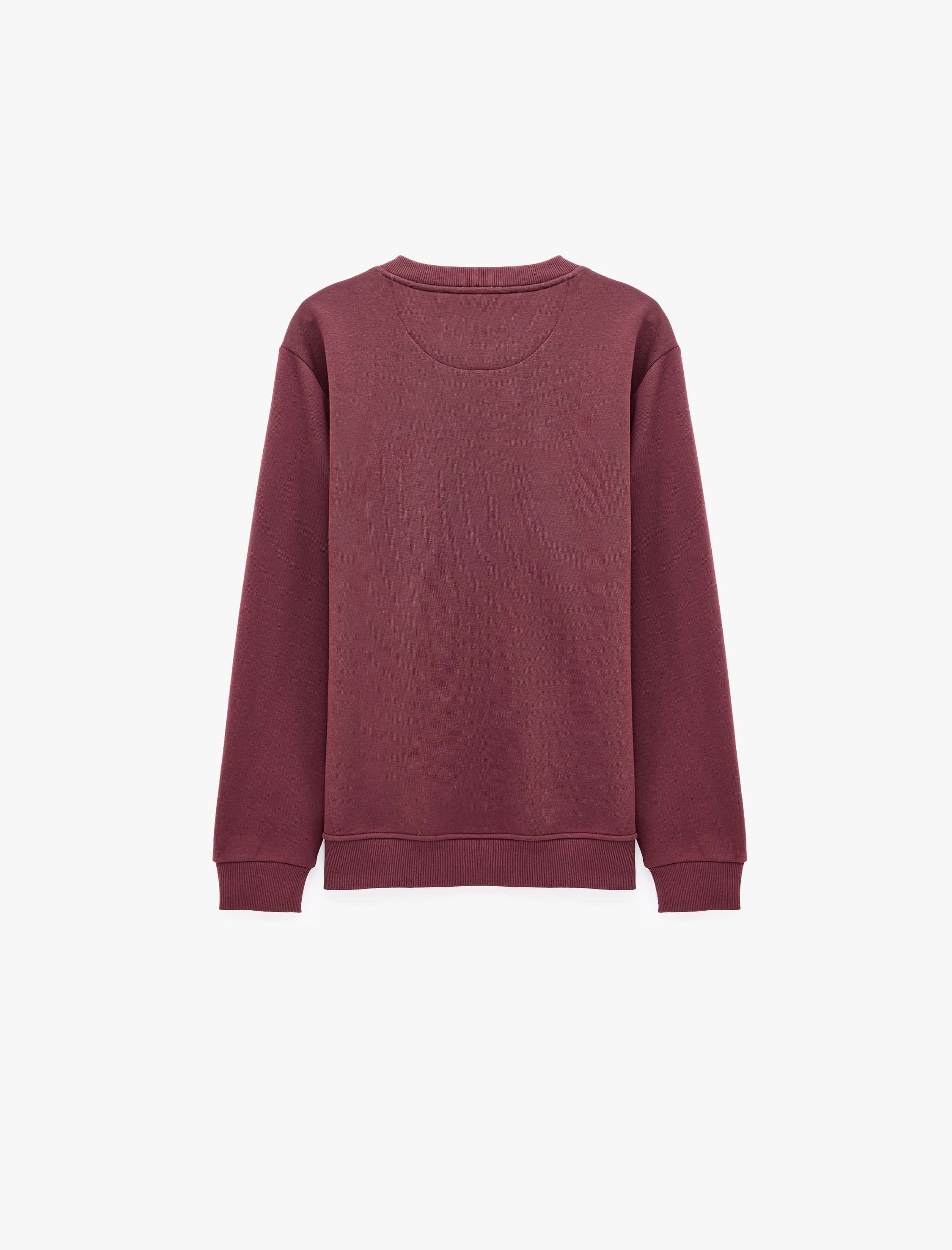   Uzun Kollu Üç İplik Şardonlu Nakışlı Bisiklet Yaka Sweatshirt