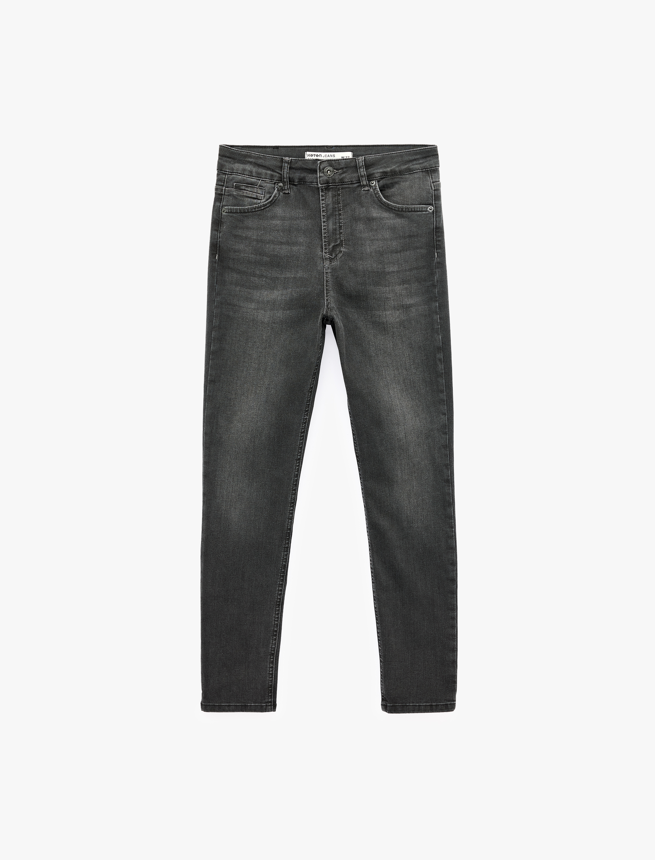   Normal Bel Cepli Pamuklu Skinny Denim Pantolon - Skinny Jeans