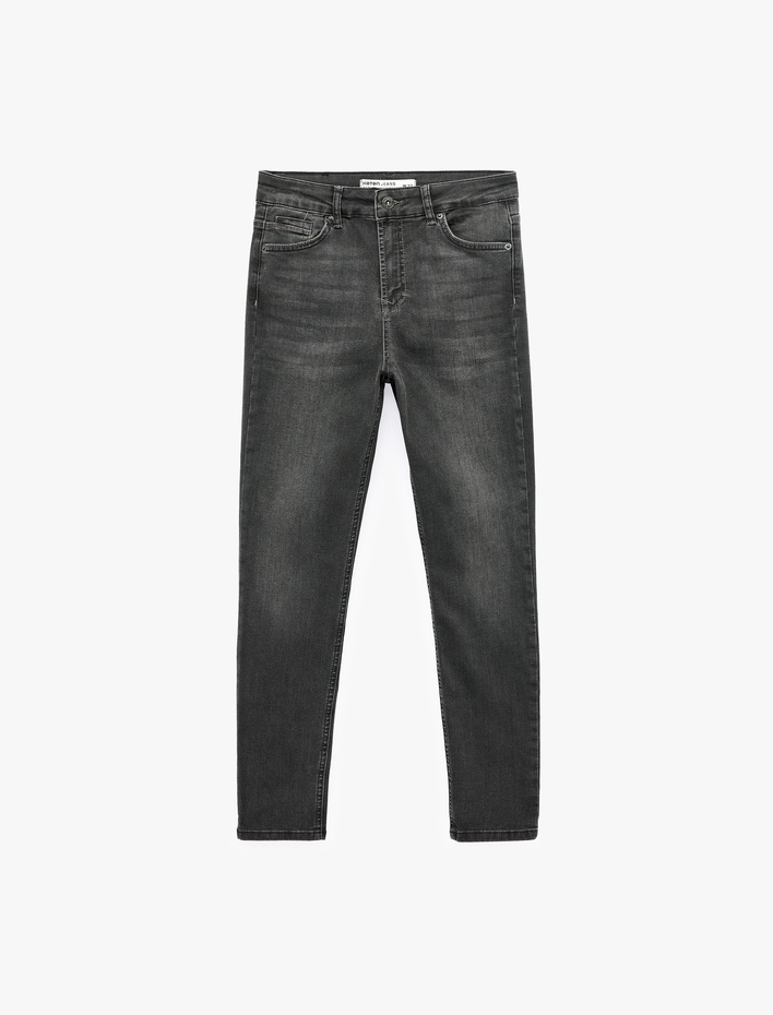  Normal Bel Cepli Pamuklu Skinny Denim Pantolon - Skinny Jeans