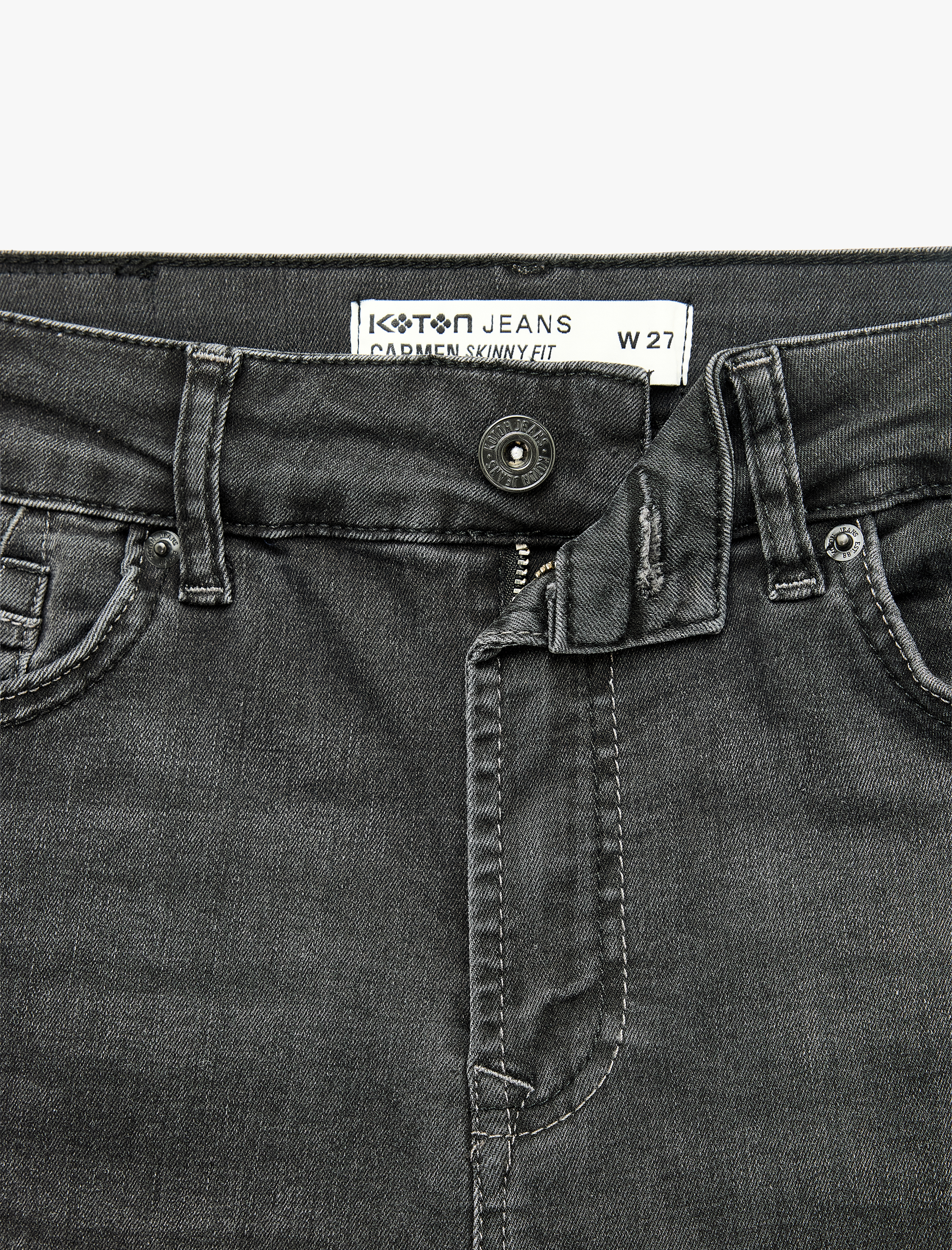   Normal Bel Cepli Pamuklu Skinny Denim Pantolon - Skinny Jeans