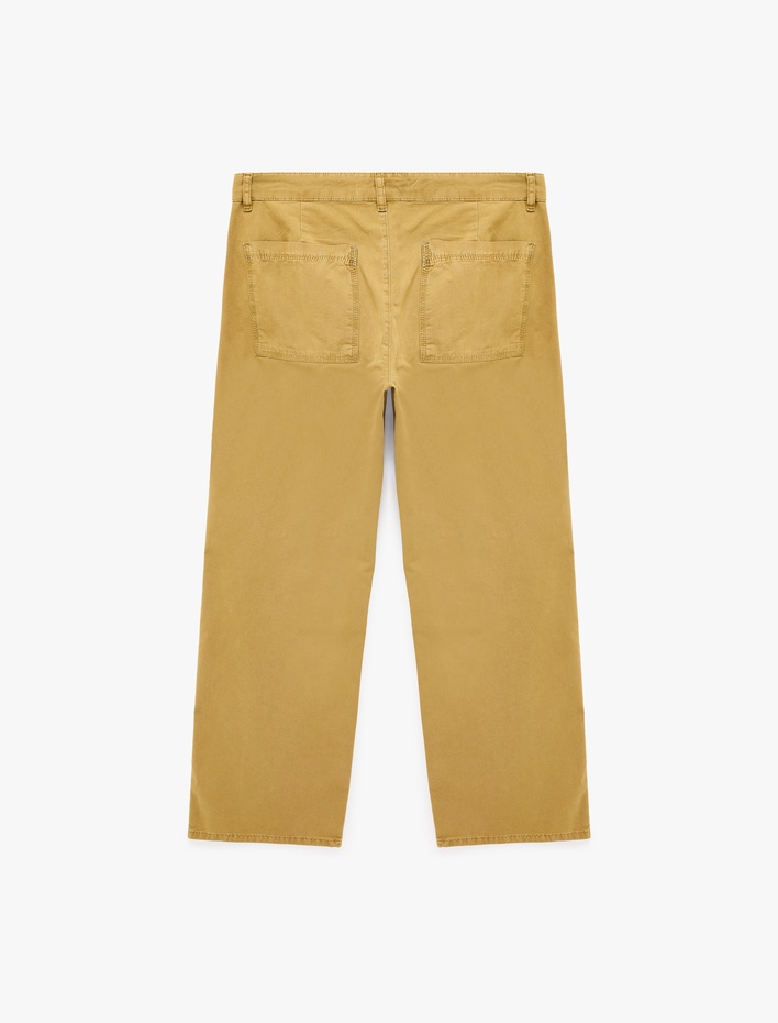  Cepli Bol Kesim Normal Bel Pamuklu Loose Fit Jean Pantolon