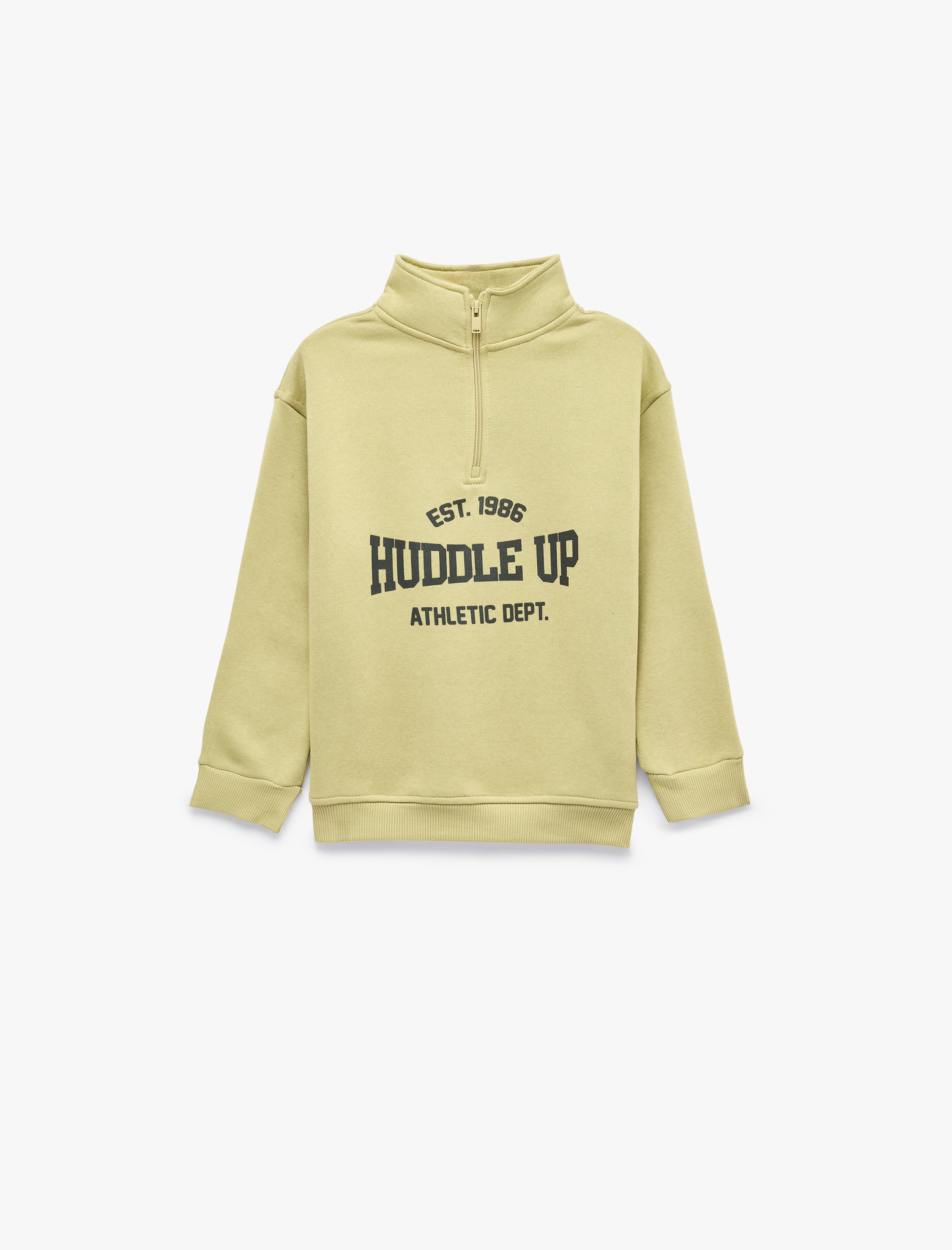  Erkek Çocuk Yarım Fermuarlı Şardonlu Uzun Kollu Dik Yaka Oversize Sweatshirt