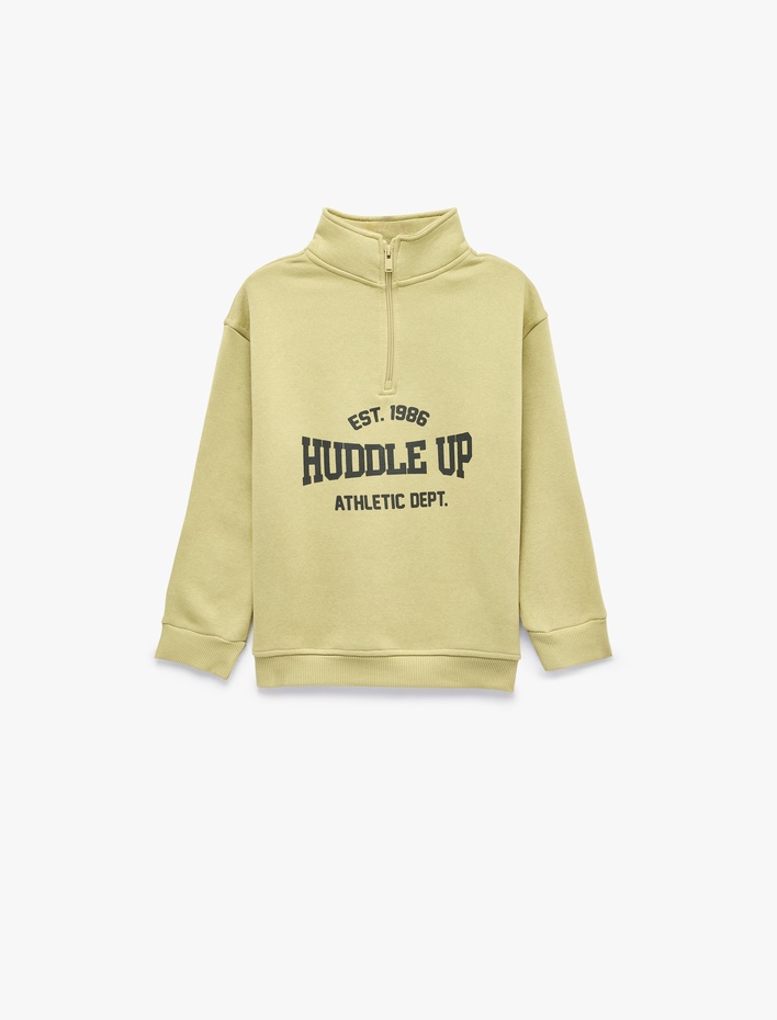 Erkek Çocuk Yarım Fermuarlı Şardonlu Uzun Kollu Dik Yaka Oversize Sweatshirt