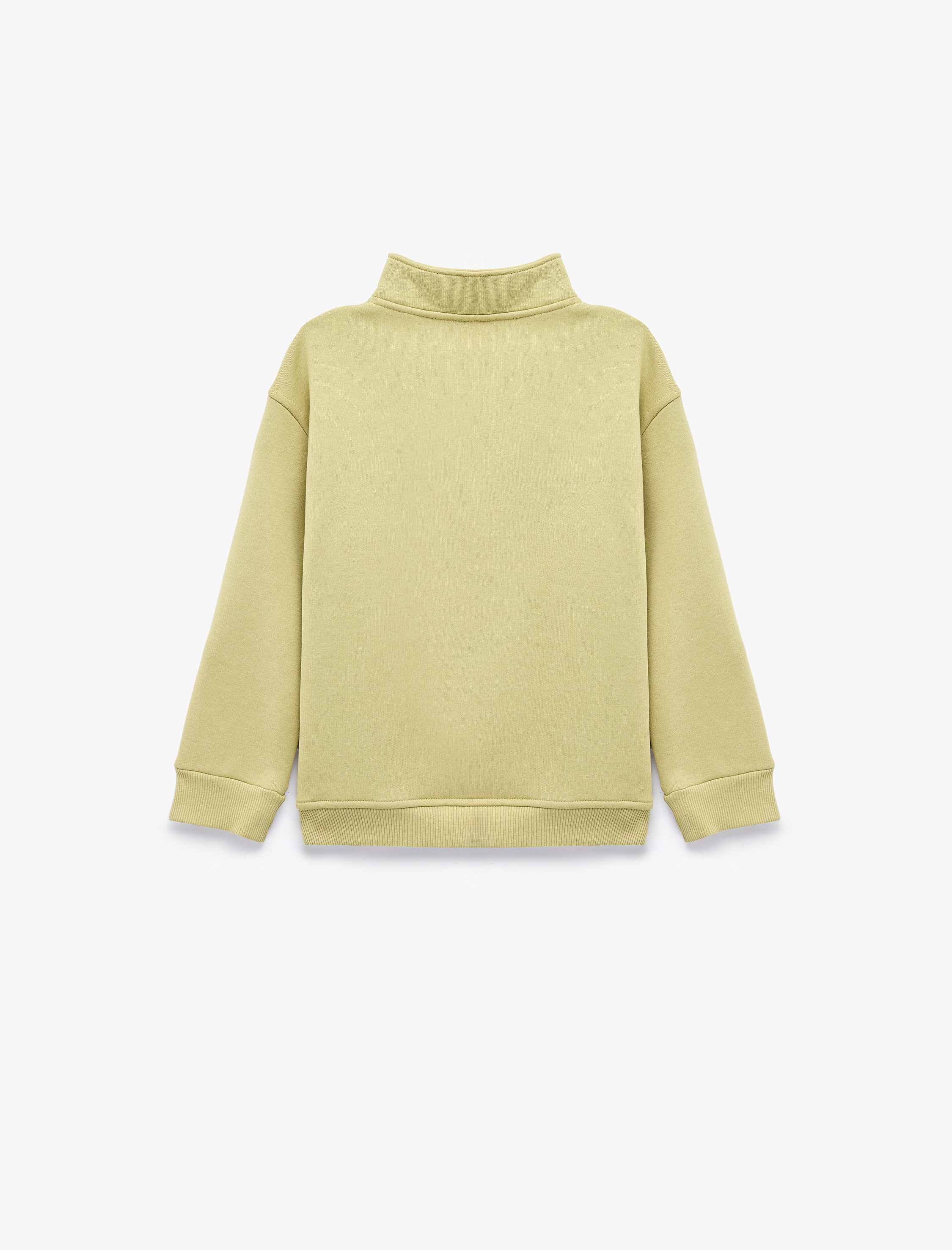  Erkek Çocuk Yarım Fermuarlı Şardonlu Uzun Kollu Dik Yaka Oversize Sweatshirt